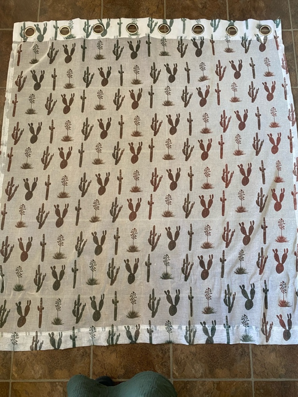 Cactus Print Grommet Curtain Panel - Neutral Desert Motif